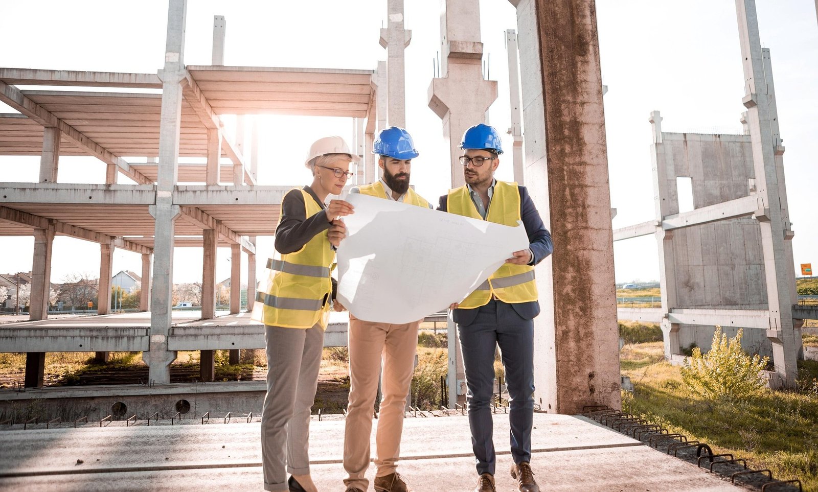 Construction Site with Workers and Building1